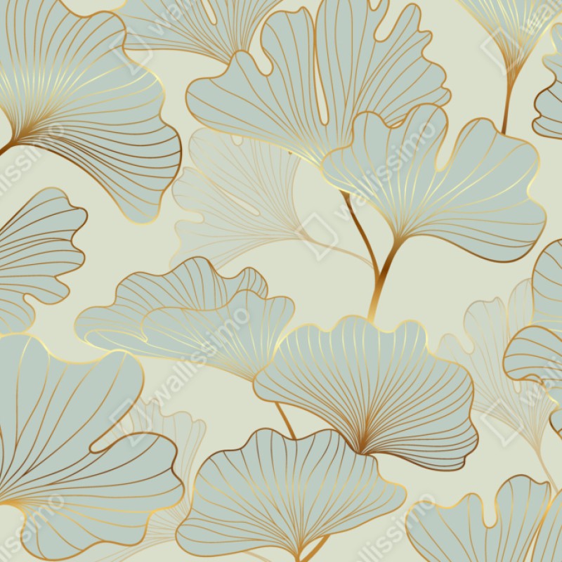 Schrankaufkleber pastell ginkgo blättermuster mit goldakzenten – Wallnifity® Schrankaufkleber pastell ginkgo blättermuster mit goldakzenten – Wallnifity®