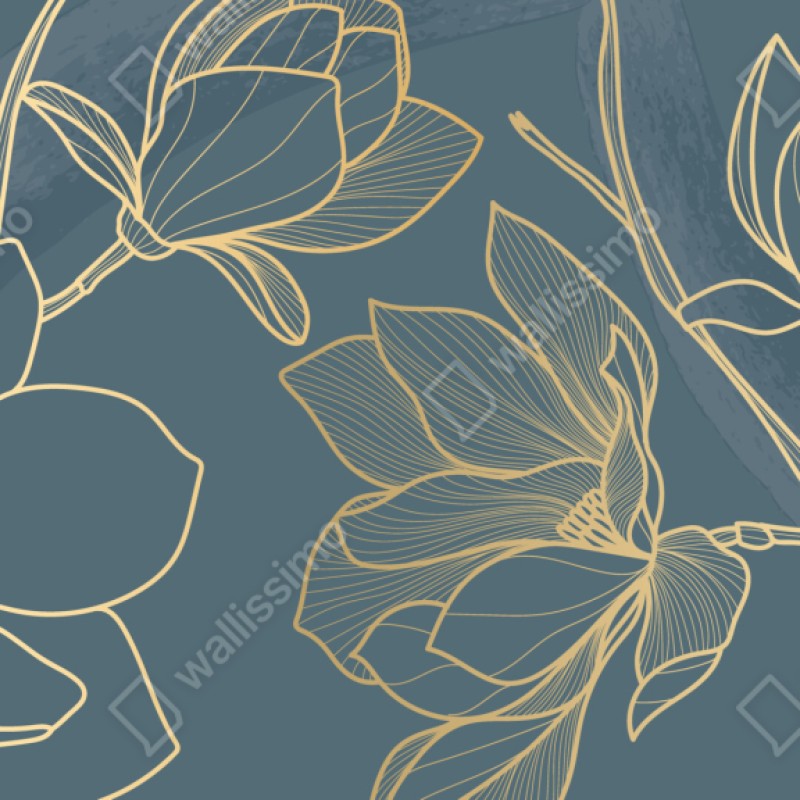 Schrankaufkleber goldene magnolie auf türkisfarbenem hintergrund – Wallnifity® Schrankaufkleber goldene magnolie auf türkisfarbenem hintergrund – Wallnifity®