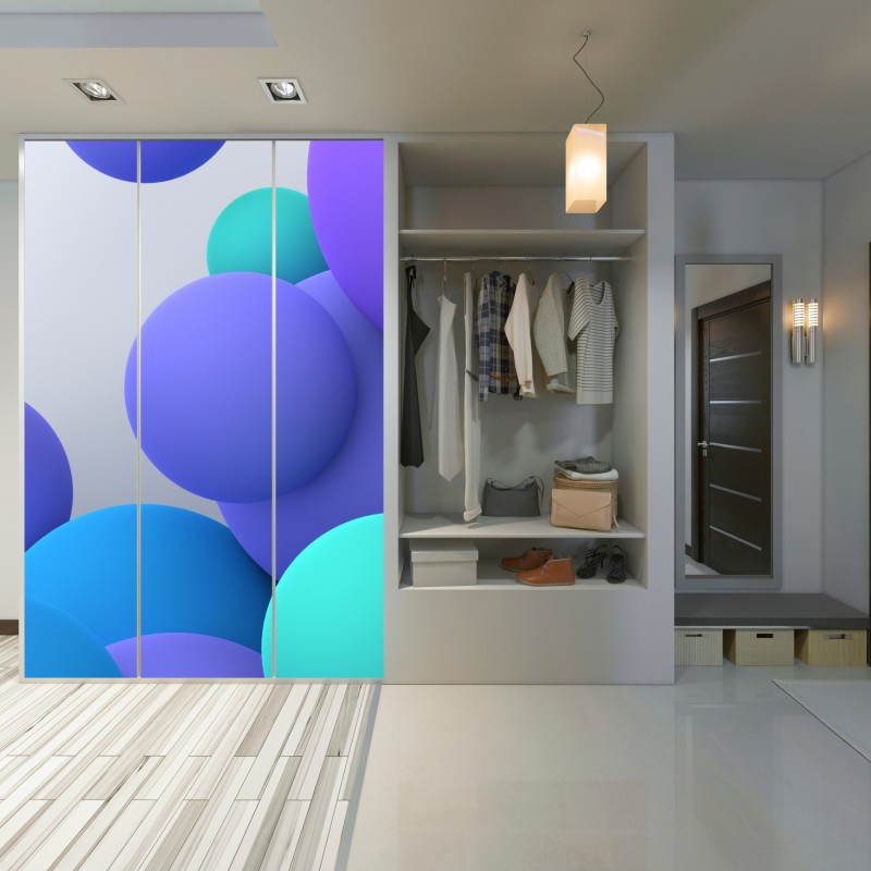 Schrankaufkleber bunte schwebende kugeln 3d abstrakt – Wallnifity®