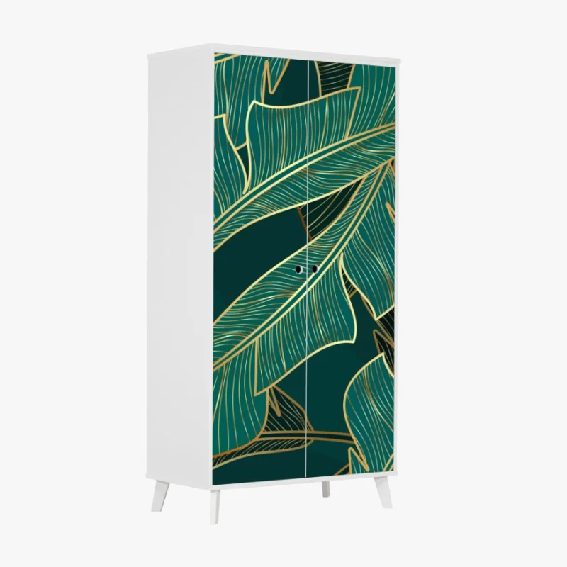 Schrankaufkleber goldenes blattmuster nahtloses design – Wallnifity®