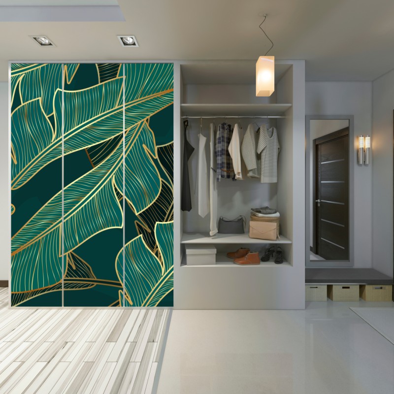 Schrankaufkleber goldene tropische bananenblätter – Wallnifity® Schrankaufkleber goldene tropische bananenblätter – Wallnifity®
