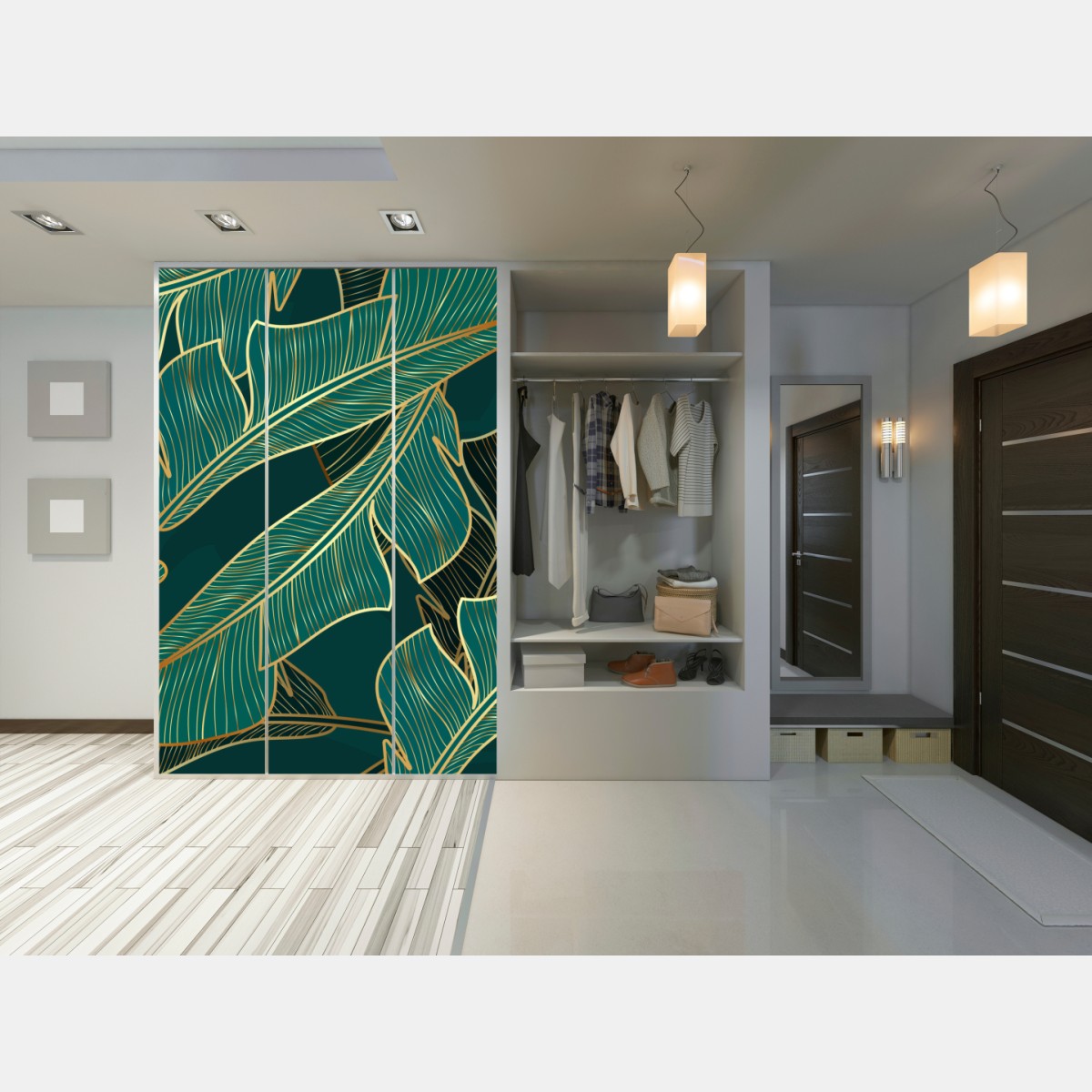 Schrankaufkleber goldene tropische bananenblätter – Wallnifity® Schrankaufkleber goldene tropische bananenblätter – Wallnifity®