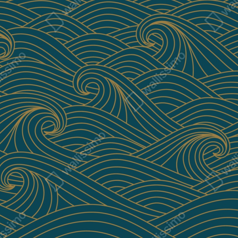 Schrankaufkleber türkiswellenmuster mit goldlinien – Wallnifity® Schrankaufkleber türkiswellenmuster mit goldlinien – Wallnifity®