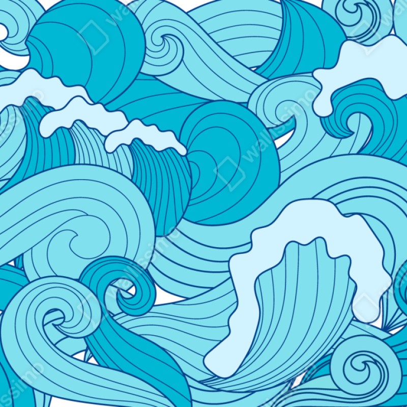 Schrankaufkleber blaue ozeanwellen illustration – Wallnifity® Schrankaufkleber blaue ozeanwellen illustration – Wallnifity®