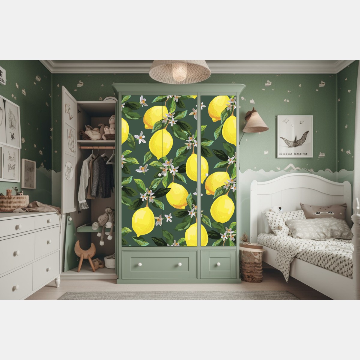 Schrankaufkleber botanisches zitronenmuster – Wallnifity® Schrankaufkleber botanisches zitronenmuster – Wallnifity®