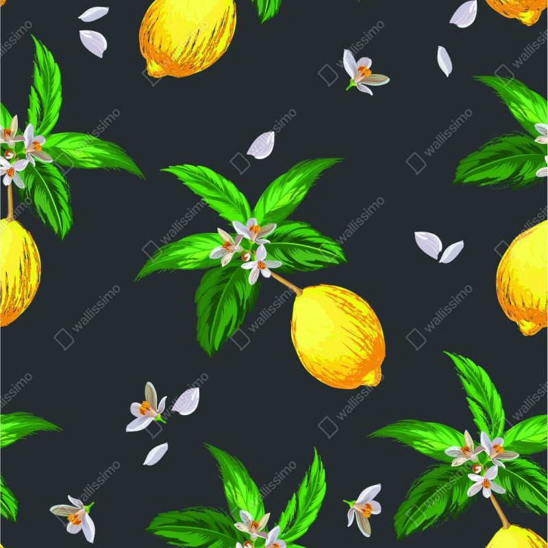 Schrankaufkleber leuchtendes zitronenmuster mit grünen blättern – Wallnifity® Schrankaufkleber leuchtendes zitronenmuster mit grünen blättern – Wallnifity®