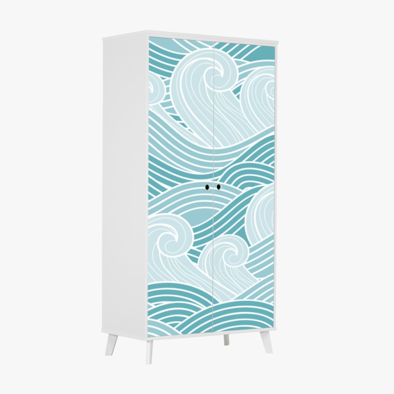 Schrankaufkleber majestätische blaue ozeanwelle – Wallnifity®