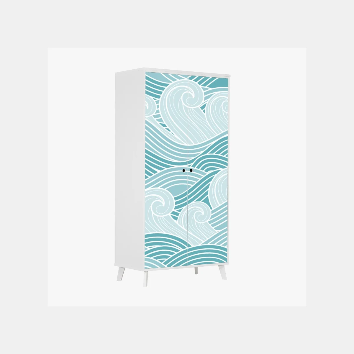 Schrankaufkleber ruhiges türkisfarbenes wellenmuster – Wallnifity® Schrankaufkleber ruhiges türkisfarbenes wellenmuster – Wallnifity®