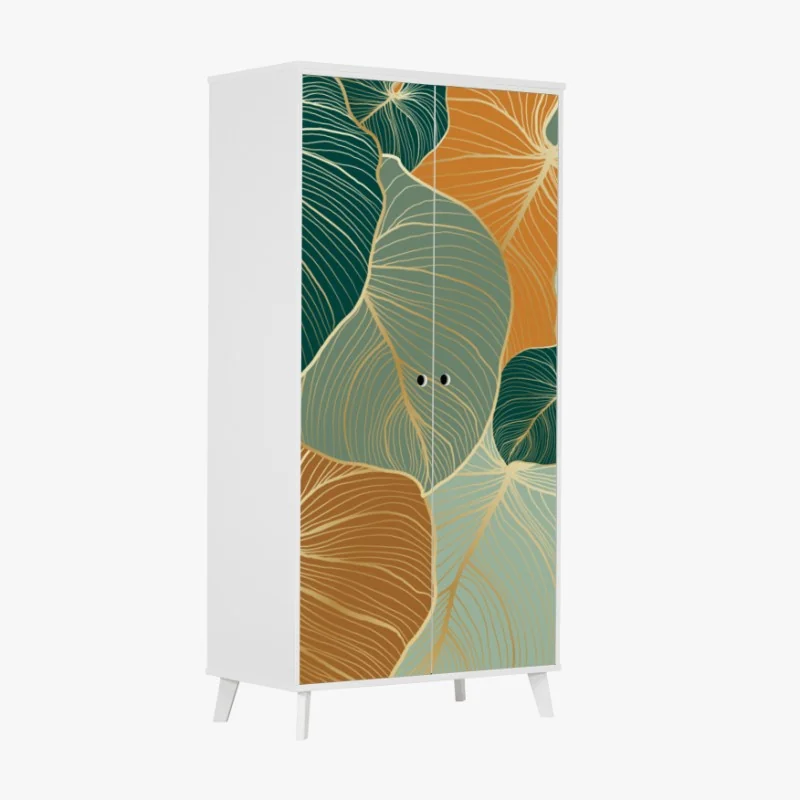 Schrankaufkleber aquarell eukalyptusblätter muster auf dunkelgrünem hintergrund – Wallnifity®