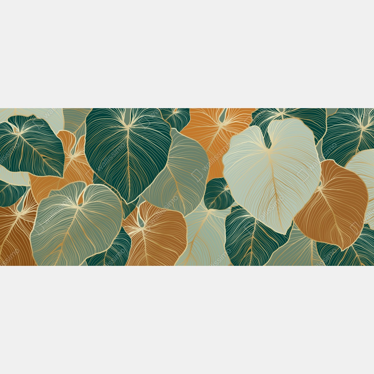 Schrankaufkleber türkis-goldenes botanisches blättermuster – Wallnifity® Schrankaufkleber türkis-goldenes botanisches blättermuster – Wallnifity®