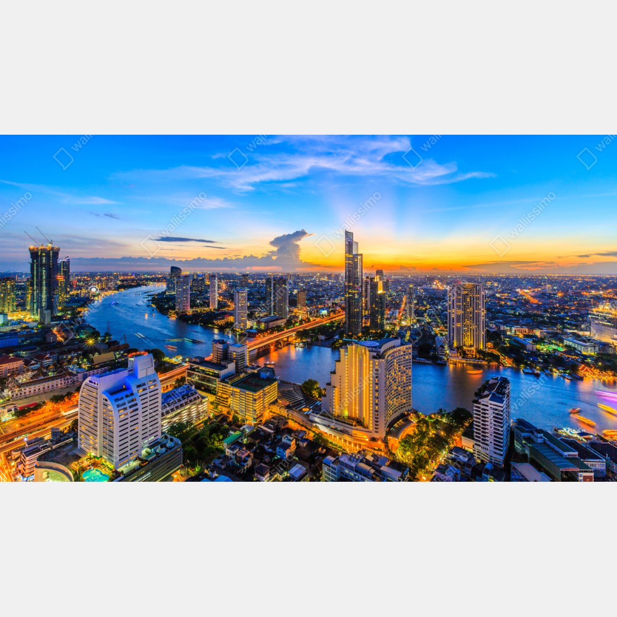 Schrankaufkleber lebendige stadtskyline bei dämmerung – Wallnifity® Schrankaufkleber lebendige stadtskyline bei dämmerung – Wallnifity®