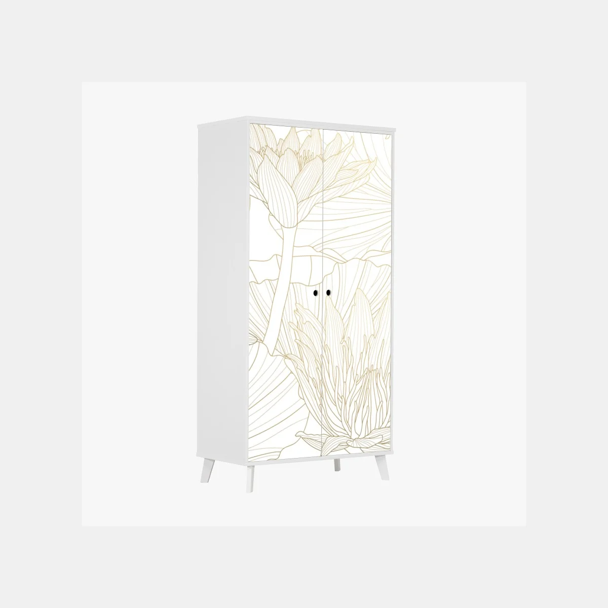 Schrankaufkleber zarte goldene blütenlinien – Wallnifity® Schrankaufkleber zarte goldene blütenlinien – Wallnifity®