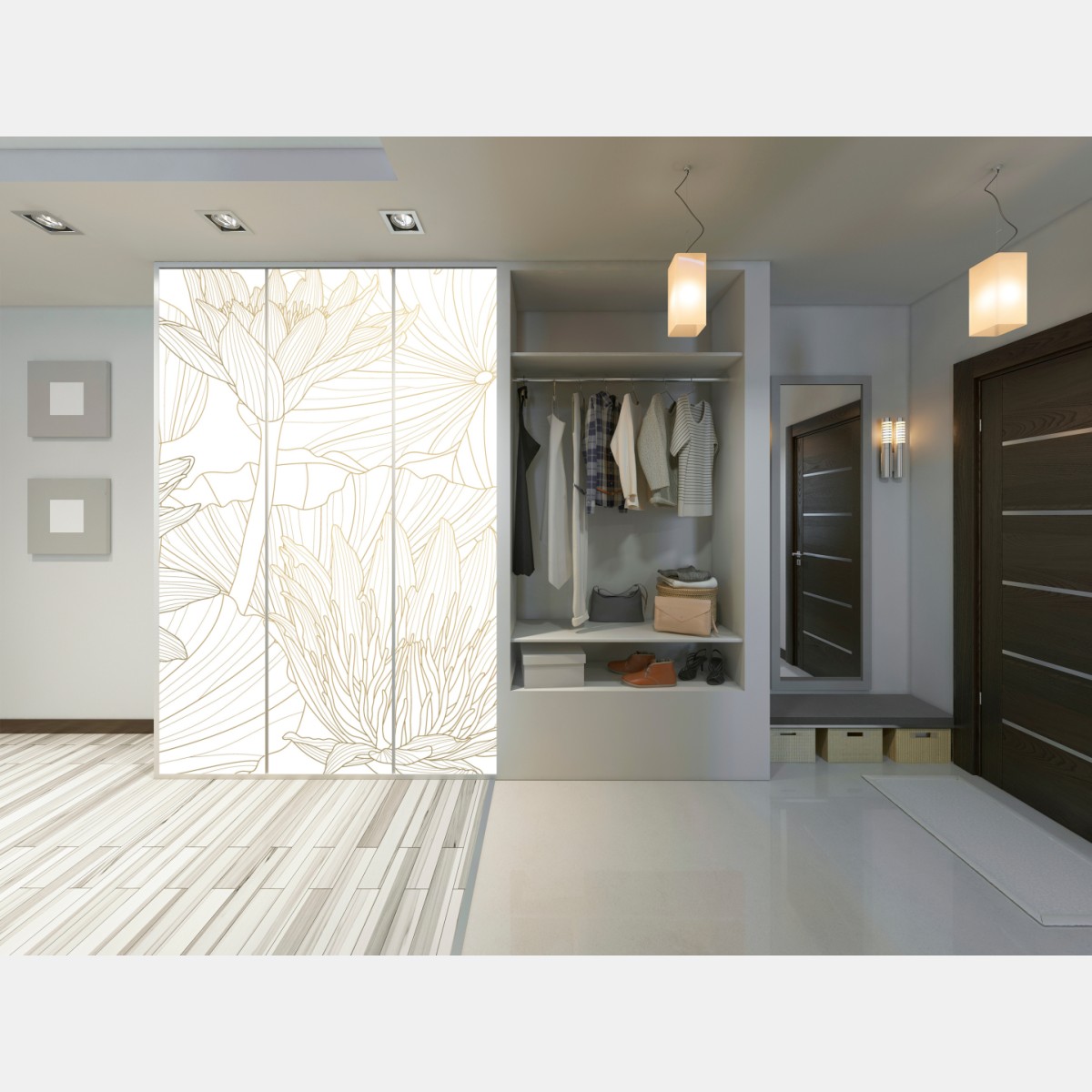 Schrankaufkleber zarte goldene blütenlinien – Wallnifity® Schrankaufkleber zarte goldene blütenlinien – Wallnifity®