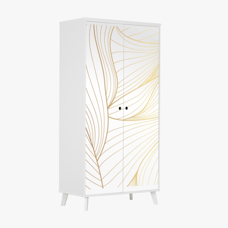 Schrankaufkleber goldene blattlinien – Wallnifity®