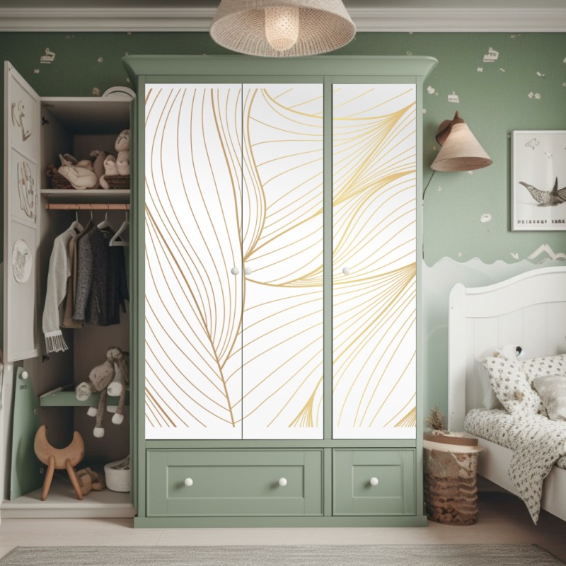 Schrankaufkleber goldene blattlinien – Wallnifity®