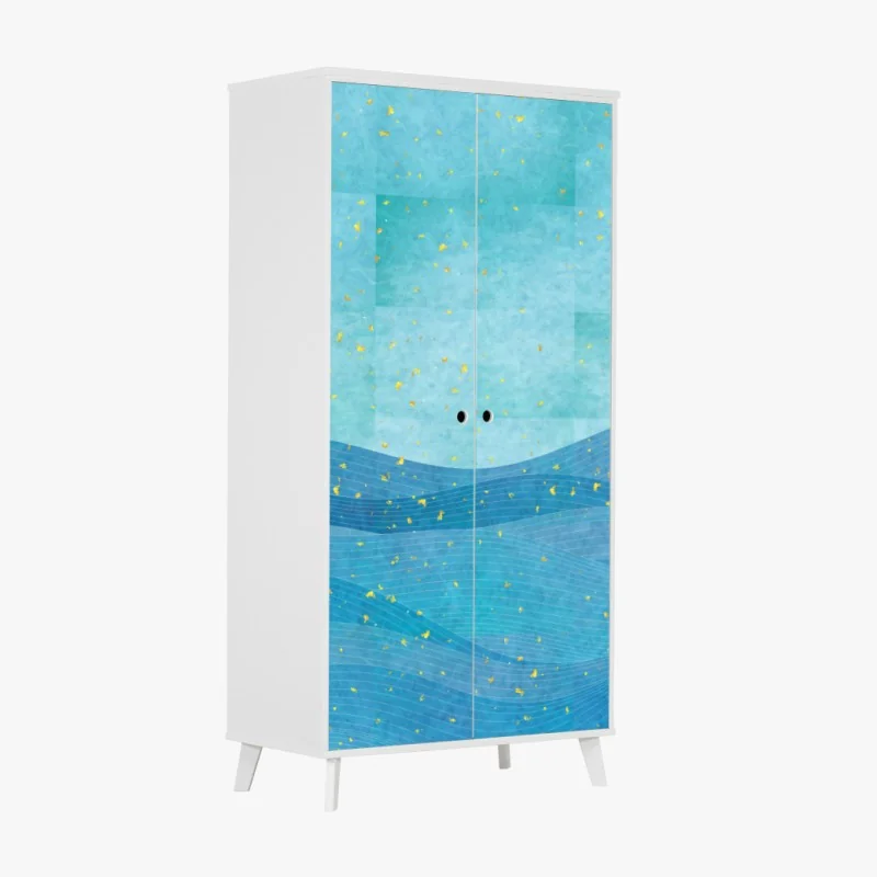 Schrankaufkleber türkiswellen abstrakte komposition – Wallnifity® Schrankaufkleber türkiswellen abstrakte komposition – Wallnifity®