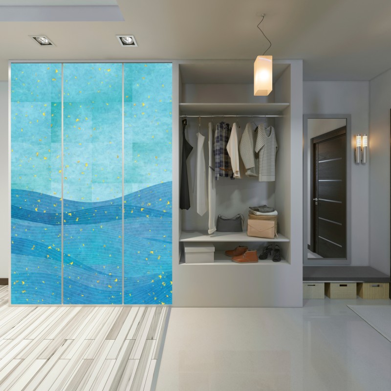 Schrankaufkleber türkiswellen abstrakte komposition – Wallnifity® Schrankaufkleber türkiswellen abstrakte komposition – Wallnifity®