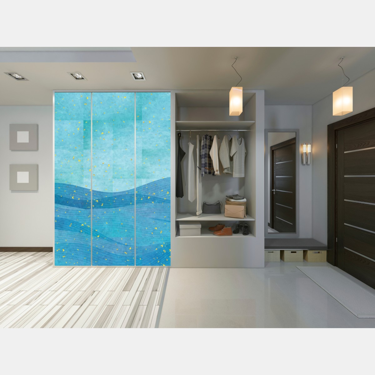 Schrankaufkleber türkiswellen abstrakte komposition – Wallnifity® Schrankaufkleber türkiswellen abstrakte komposition – Wallnifity®