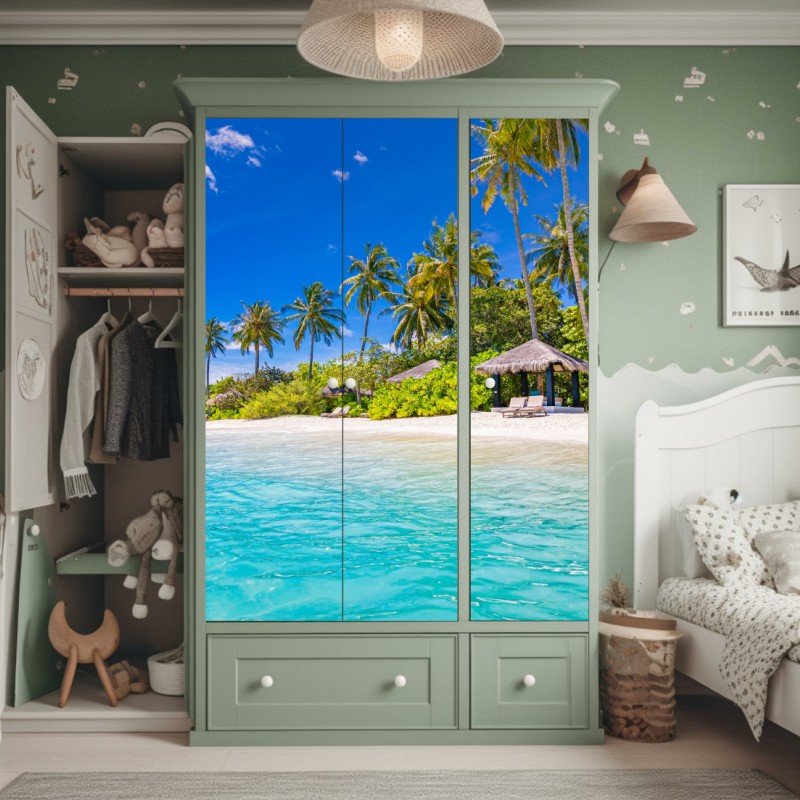 Schrankaufkleber skyline von Dubai bei dämmerung – Wallnifity®