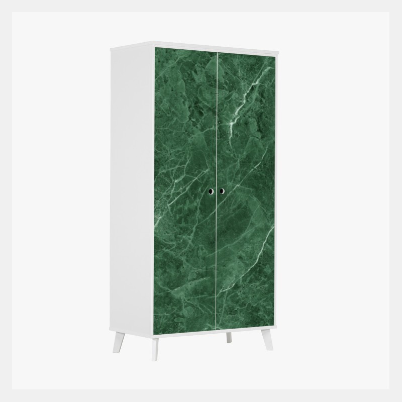 Schrankaufkleber vintage rosa blumenmuster auf tiefgrün – Wallnifity®