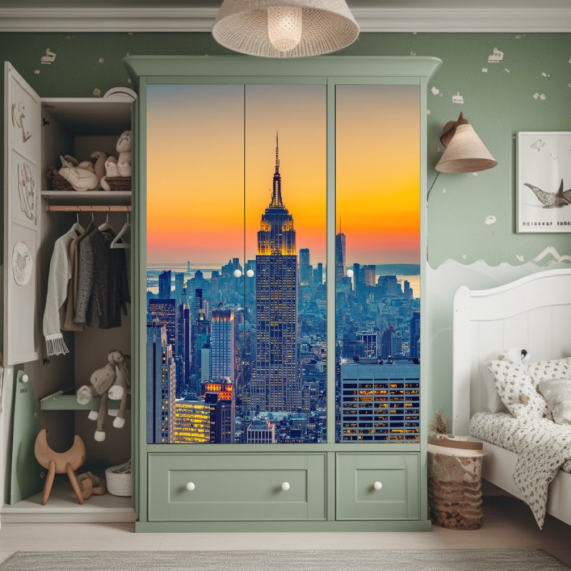 Schrankaufkleber skyline von Dubai bei dämmerung – Wallnifity®