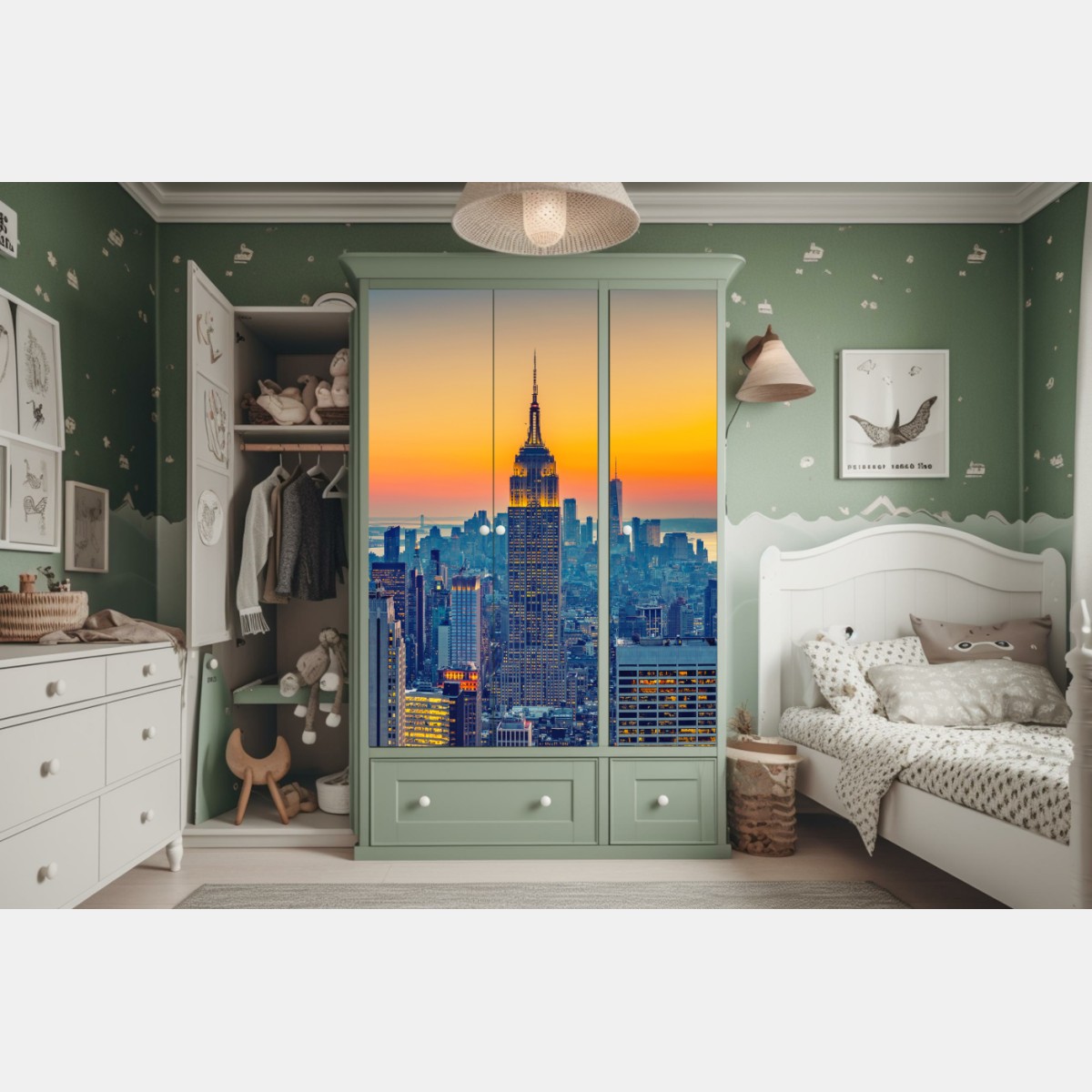 Schrankaufkleber sonnenuntergang über New York – Wallnifity® Schrankaufkleber sonnenuntergang über New York – Wallnifity®