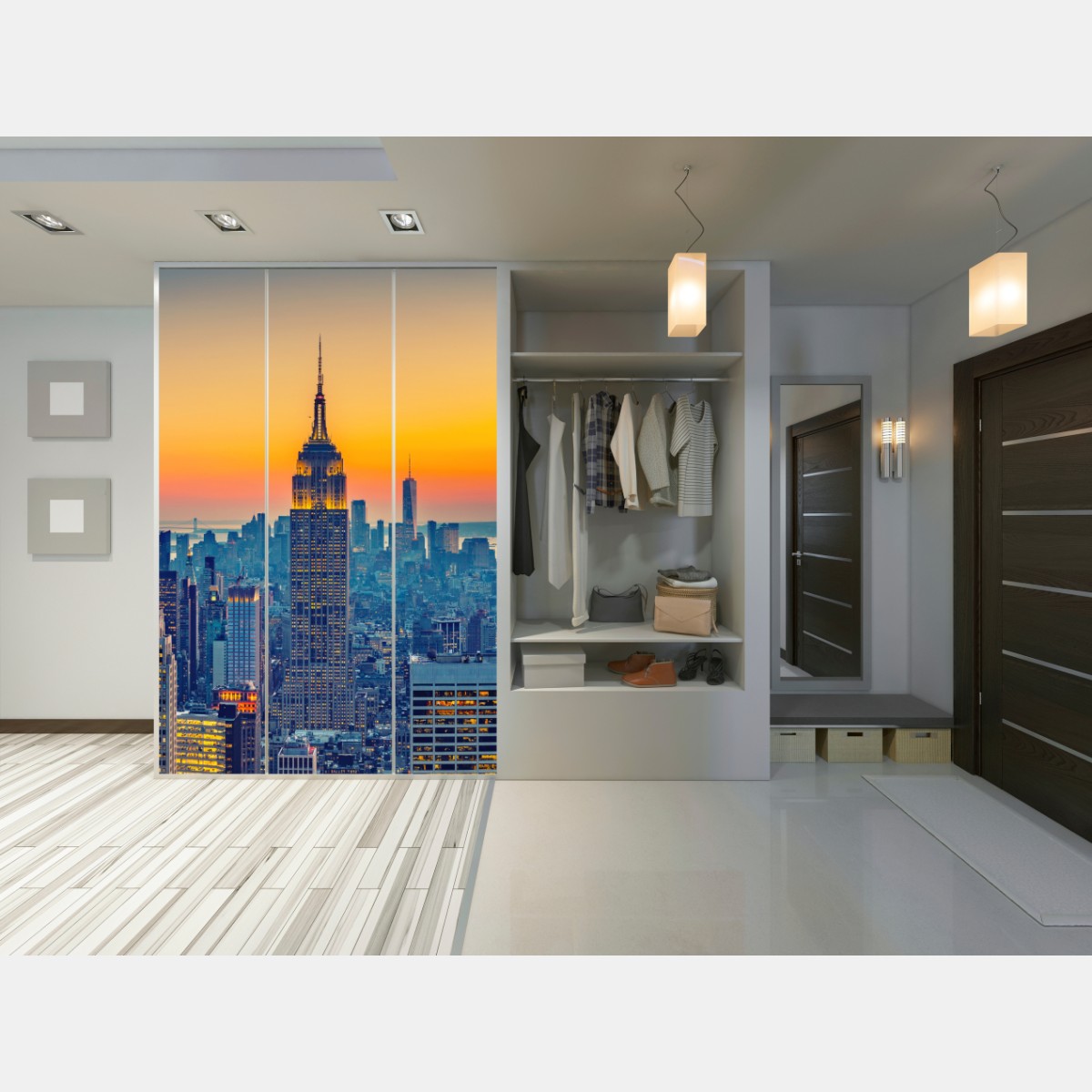 Schrankaufkleber sonnenuntergang über New York – Wallnifity® Schrankaufkleber sonnenuntergang über New York – Wallnifity®