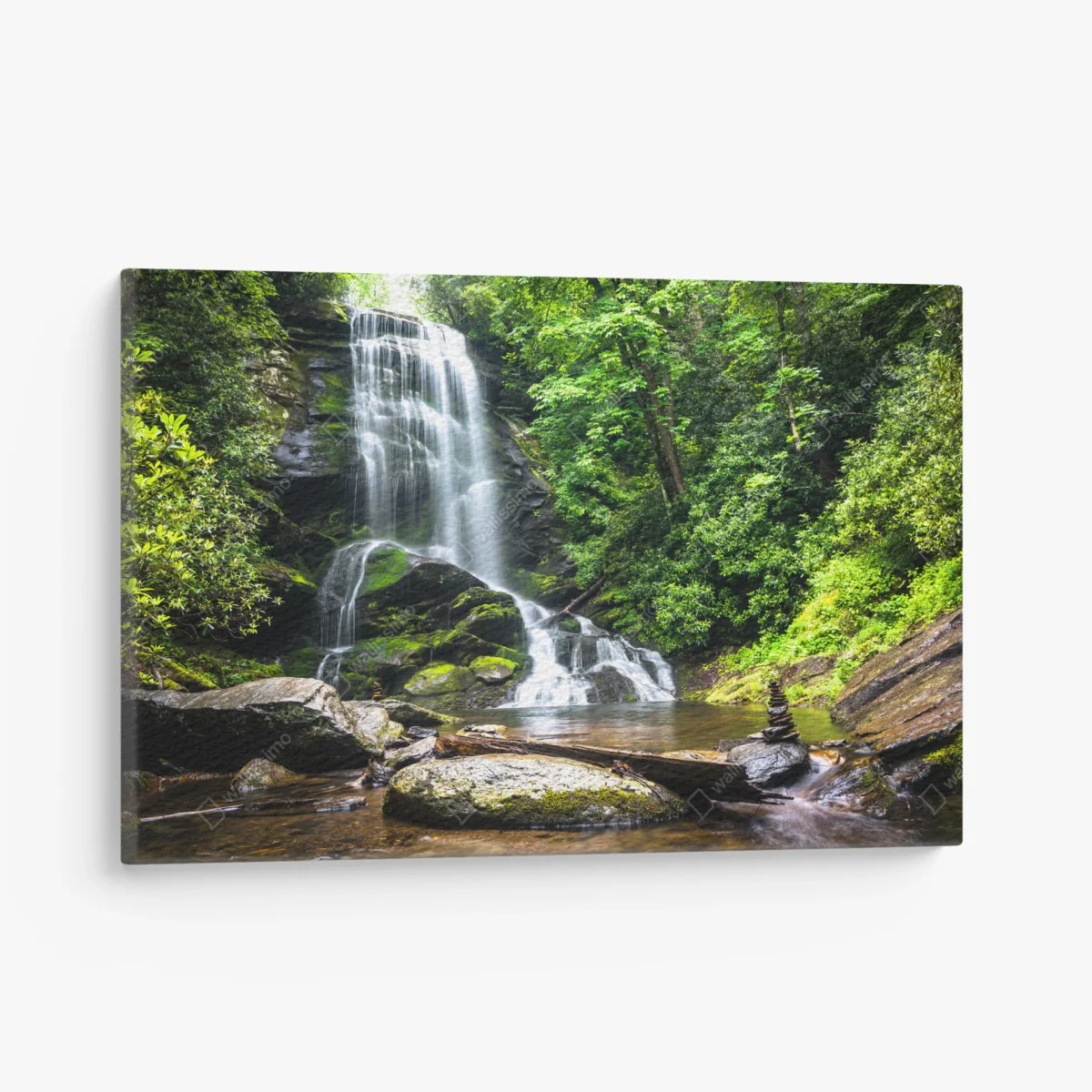 Leinwandbild ruhiger wasserfall im wald – Wallnifity® Leinwandbild ruhiger wasserfall im wald – Wallnifity®