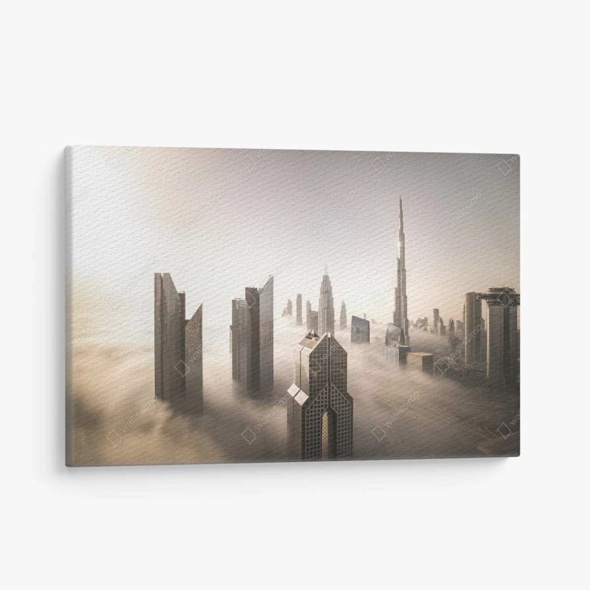 Leinwandbild neblige Dubai skyline über den wolken – Wallnifity® Leinwandbild neblige Dubai skyline über den wolken – Wallnifity®