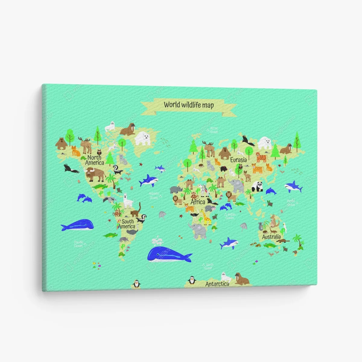 Leinwandbild weltkarte der tierwelt für kinder – Wallnifity® Leinwandbild weltkarte der tierwelt für kinder – Wallnifity®