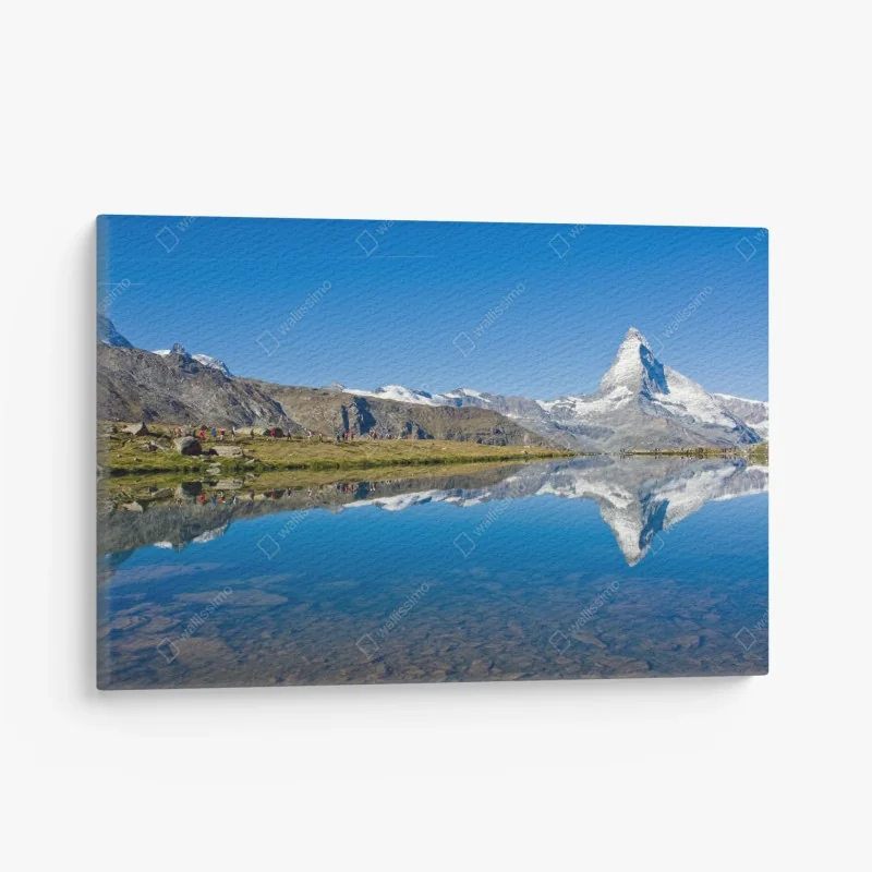 Leinwandbild alpenberg spiegelung über stillem see