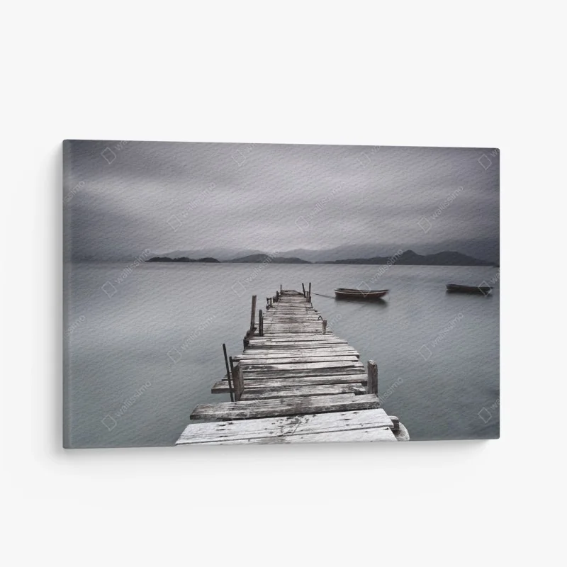 Leinwandbild hölzerner steg im sonnenaufgang – Wallnifity®