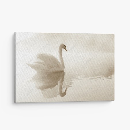 Leinwandbild eleganter schwan im nebel – Wallnifity®