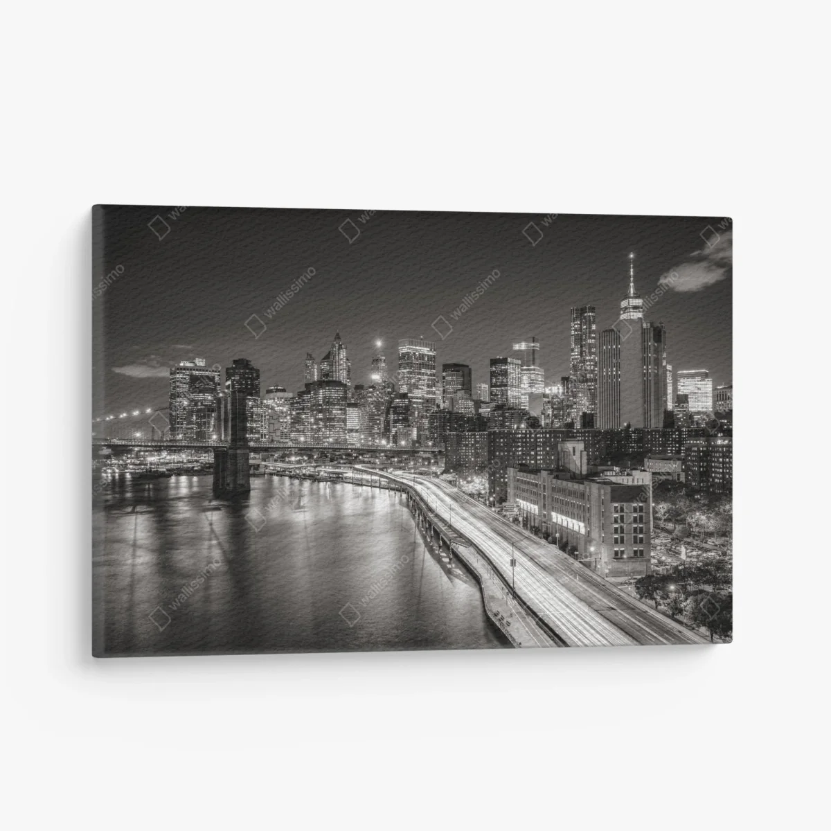 Leinwandbild monochrome stadtsilhouette bei nacht – Wallnifity® Leinwandbild monochrome stadtsilhouette bei nacht – Wallnifity®