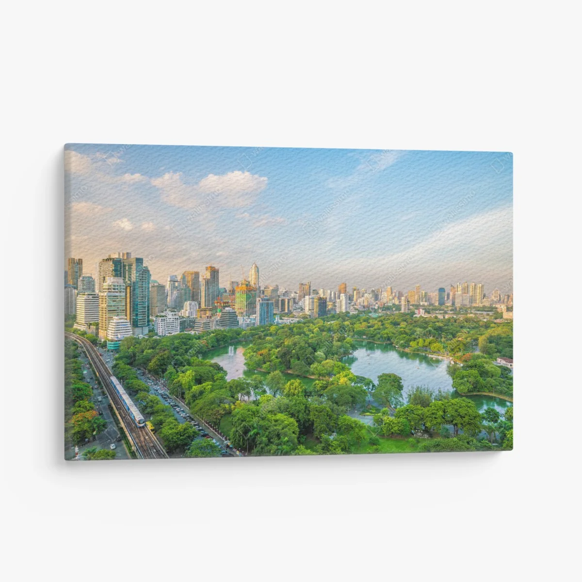 Leinwandbild Bangkok skyline über dem Lumpini Park – Wallnifity® Leinwandbild Bangkok skyline über dem Lumpini Park – Wallnifity®
