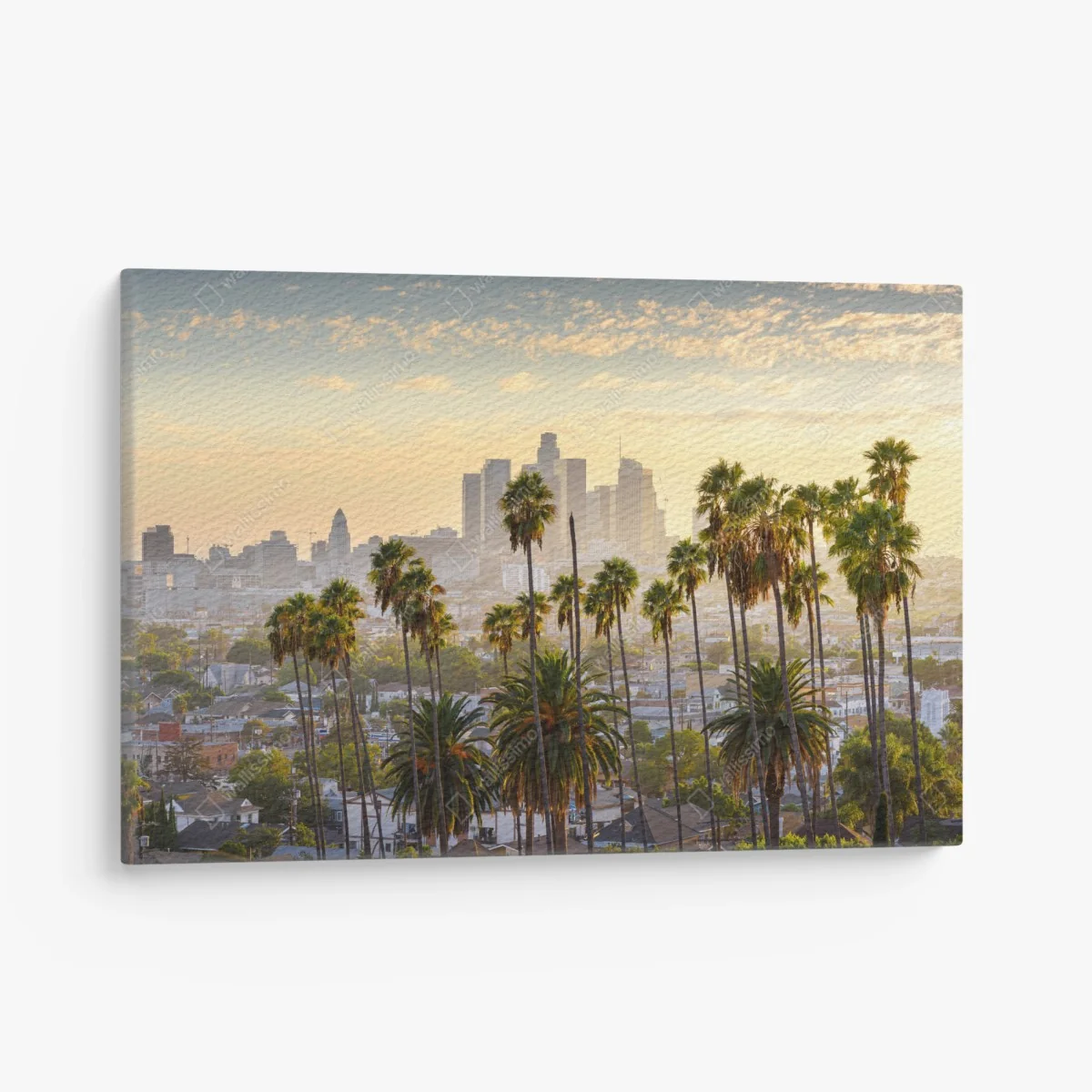 Leinwandbild goldene Los Angeles skyline mit palmen – Wallnifity® Leinwandbild goldene Los Angeles skyline mit palmen – Wallnifity®