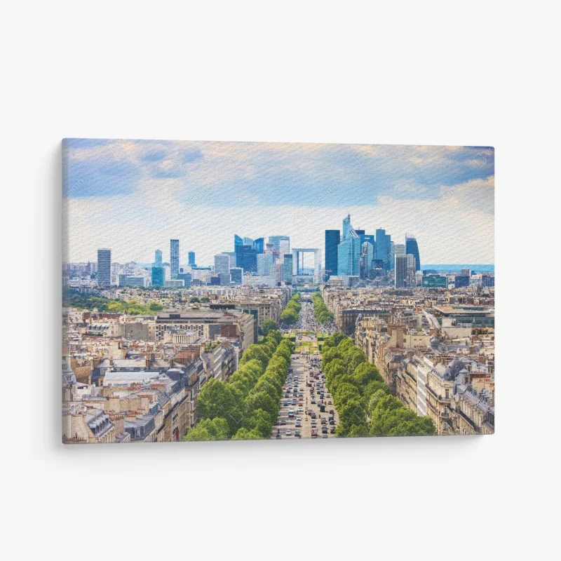 Leinwandbild Paris skyline über baumgesäumter avenue – Wallnifity® Leinwandbild Paris skyline über baumgesäumter avenue – Wallnifity®