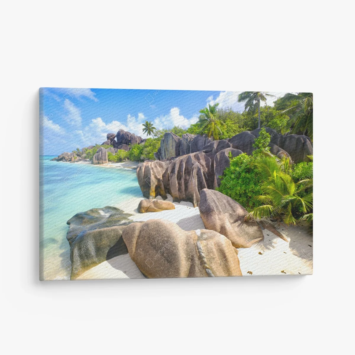 Leinwandbild Anse Source d'Argent, La Digue türkisfarbener strand – Wallnifity® Leinwandbild Anse Source d'Argent, La Digue türkisfarbener strand – Wallnifity®