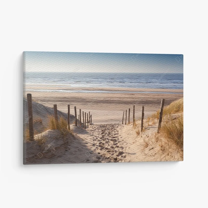 Leinwandbild tropischer palmenstrand unter blauem himmel – Wallnifity®