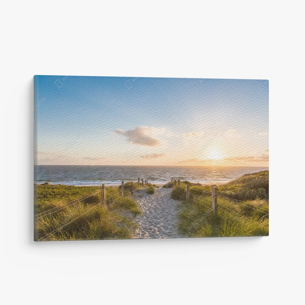 Leinwandbild sonnenbeschienener strandweg zum meer – Wallnifity®