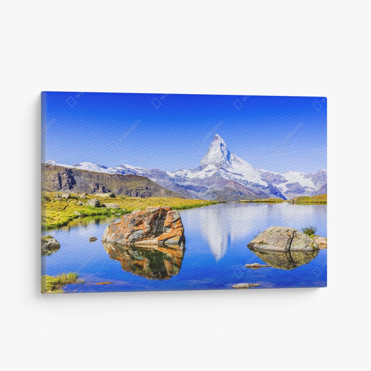 Leinwandbild Matterhorn spiegelung am Stellisee, Zermatt – Wallnifity® Leinwandbild Matterhorn spiegelung am Stellisee, Zermatt – Wallnifity®