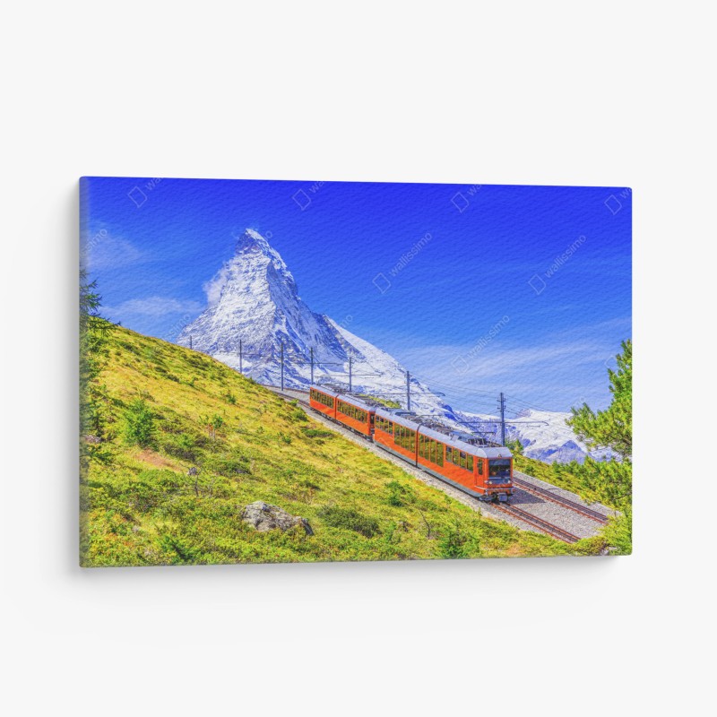 Leinwandbild Gornergrat zug vor dem Matterhorn