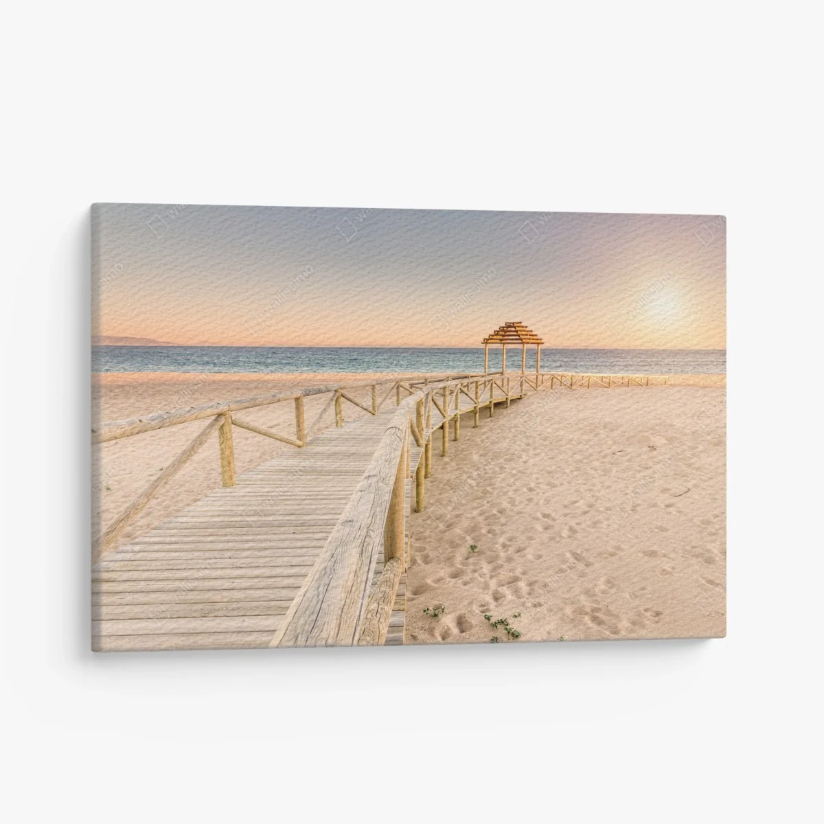 Leinwandbild hölzerner steg zum strand von Trafalgar bei sonnenuntergang – Wallnifity® Leinwandbild hölzerner steg zum strand von Trafalgar bei sonnenuntergang – Wallnifity®