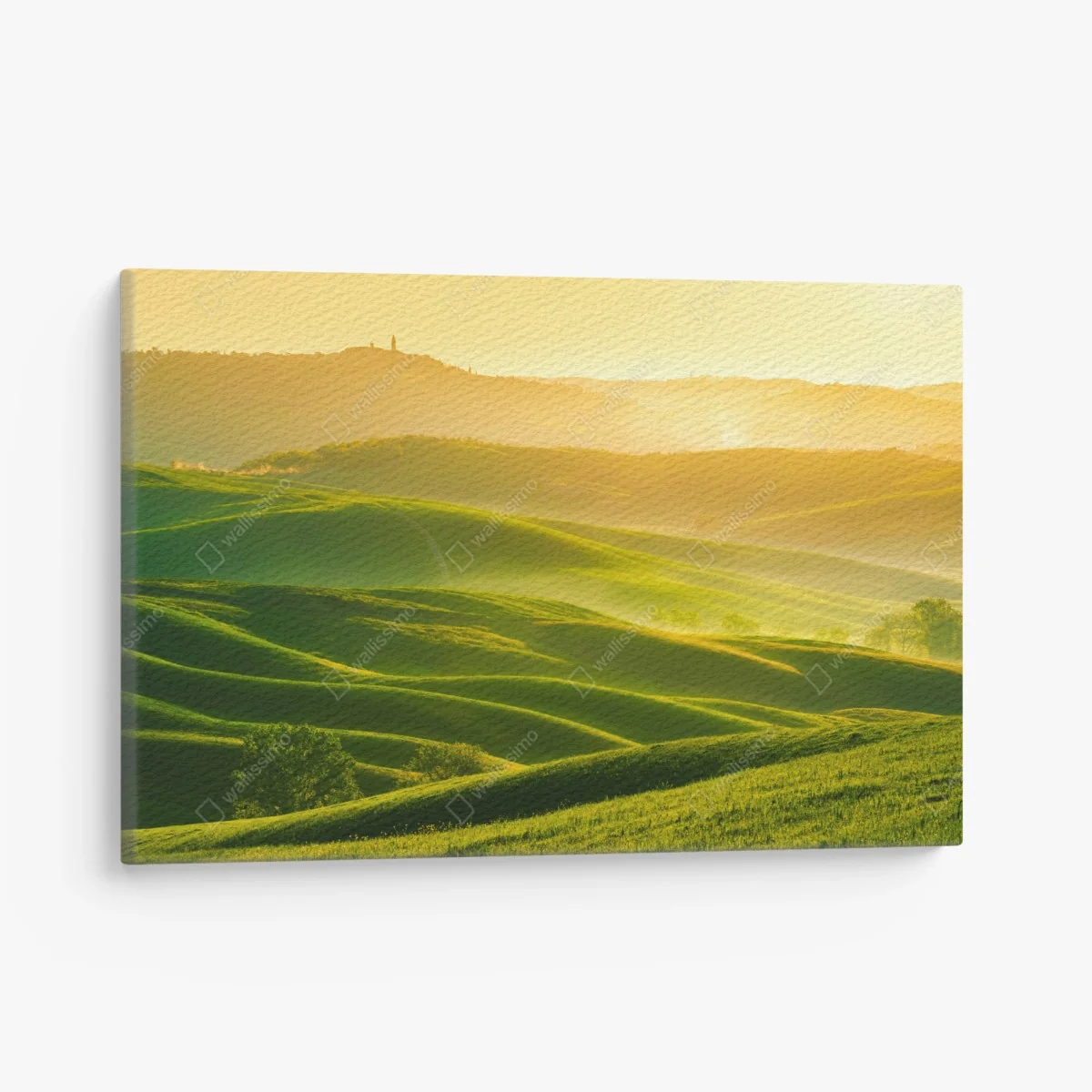 Leinwandbild goldener sonnenaufgang über sanften grünen hügeln – Wallnifity® Leinwandbild goldener sonnenaufgang über sanften grünen hügeln – Wallnifity®