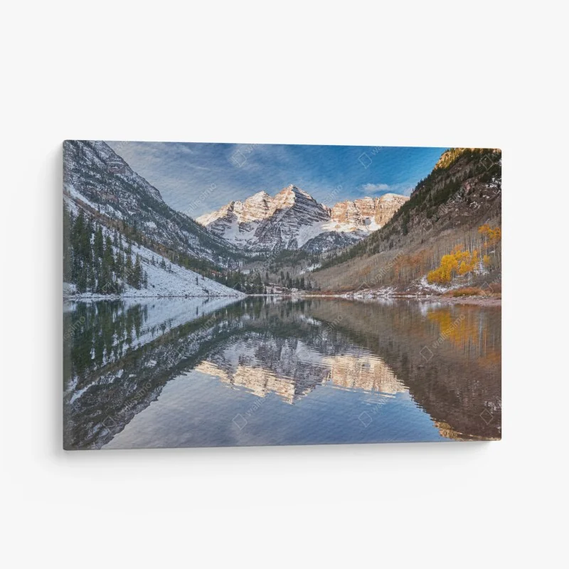 Leinwandbild Hintersee herbstliche see- und bergspiegelung – Wallnifity®