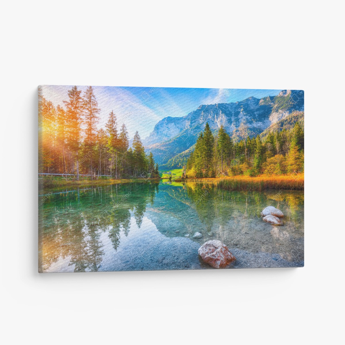 Leinwandbild Hintersee herbstliche see- und bergspiegelung – Wallnifity®