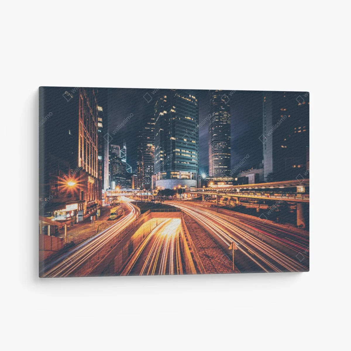 Leinwandbild nächtliche lichtspuren über der stadtautobahn – Wallnifity®