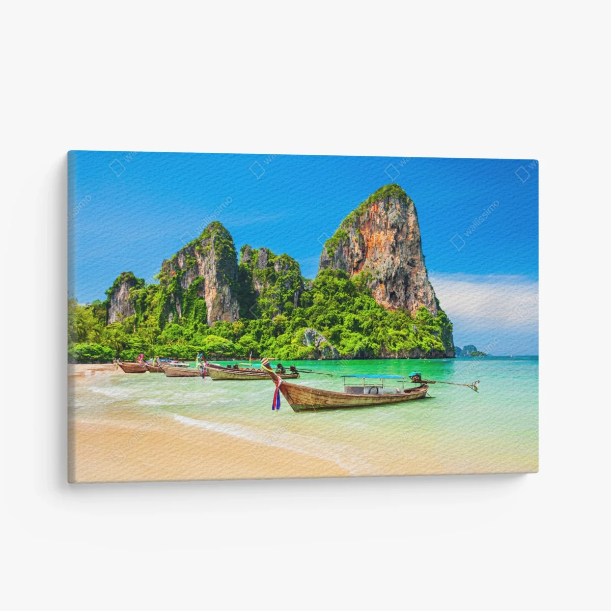 Leinwandbild longtail-boote an einem tropischen strand, Thailand – Wallnifity®