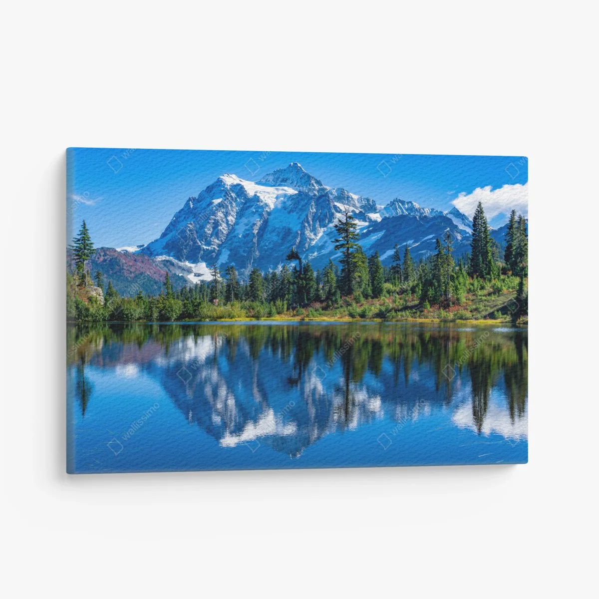Leinwandbild majestätische bergspiegelung über dem see – Wallnifity® Leinwandbild majestätische bergspiegelung über dem see – Wallnifity®