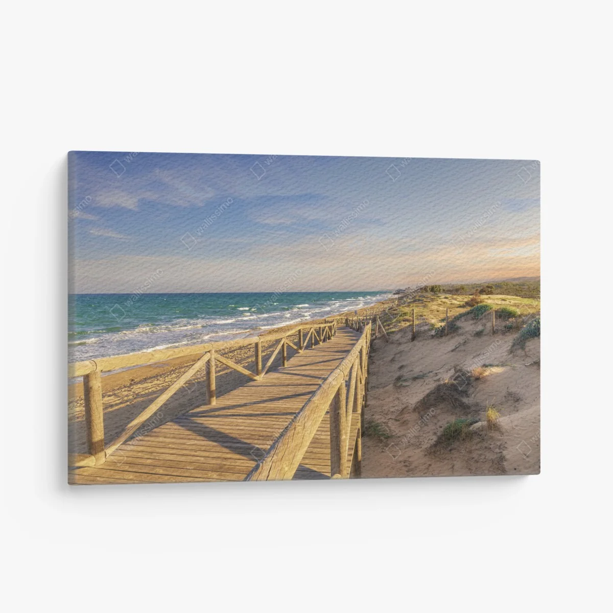 Leinwandbild hölzerner steg zum strand von Guardamar – Wallnifity®